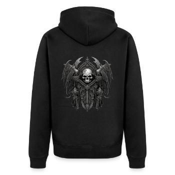 Gothik Okkult Rabe Gotik Schwarze Szene Wicca - Unisex Premium Bio Zip Hoodie - Schwarz - Hinten - Nico (187cm)