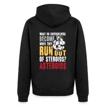 Bodybuilders Asteroids - Unisex Premium Bio Zip Hoodie - Schwarz - Hinten - Nico (187cm)