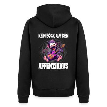 Kein Bock auf den Affenzirkus Gitarre - Unisex Premium Bio Zip Hoodie - Schwarz - Hinten - Nico (187cm)