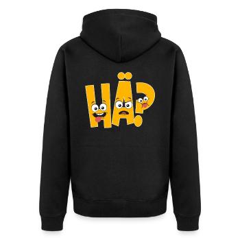 Hä? Comic - Unisex Premium Bio Zip Hoodie - Schwarz - Hinten - Nico (187cm)