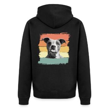 Funny dog sticks out tongue To all my haters - Unisex Premium Organic Zip Hoodie - black - Back - Nico (187cm)