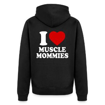 I love muscle mommies - Unisex Premium Bio Zip Hoodie - Schwarz - Hinten - Nico (187cm)