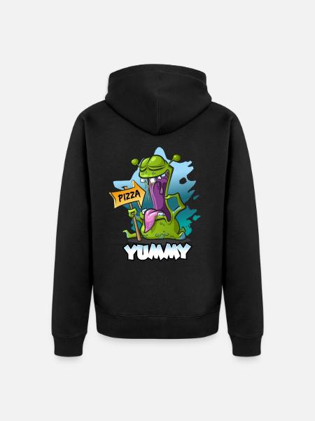 Pizza Monster Alien - Yummy Spruch - Unisex Premium Organic Zip Hoodie - black