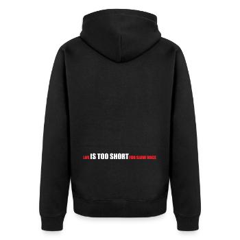 Life is too short for slow dogs Dog Motif - Unisex Premium Organic Zip Hoodie - black - Back - Nico (187cm)