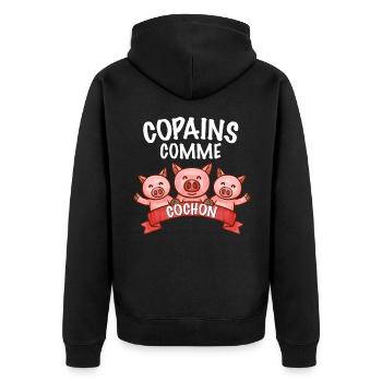 Copains comme cochon cadeau meilleurs potes - Veste à capuche bio Premium Unisexe - noir - Dos - Nico (187cm)