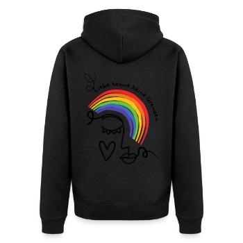 Pride Month Liebe Grenzen LGBTQ Regenbogen Queer - Unisex Premium Bio Zip Hoodie - Schwarz - Hinten - Nico (187cm)
