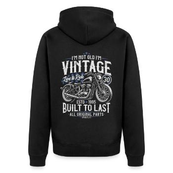1995 Vintage Born Motorcycle Birthday Gift - Unisex Premium Organic Zip Hoodie - black - Back - Nico (187cm)