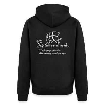 Ich lerne Dänisch - Unisex Premium Bio Zip Hoodie - Schwarz - Hinten - Nico (187cm)