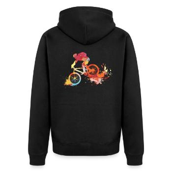 Mountain bike MTB - Unisex Premium Organic Zip Hoodie - black - Back - Nico (187cm)