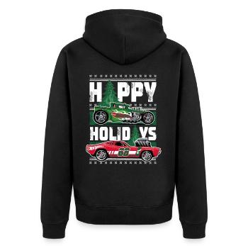 Hot Wheels Weihnachten Ugly Christmas Holidays - Unisex Premium Bio Zip Hoodie - Schwarz - Hinten - Nico (187cm)