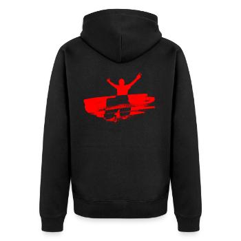 Paralimpisches Rot - Unisex Premium Bio Zip Hoodie - Schwarz - Hinten - Nico (187cm)