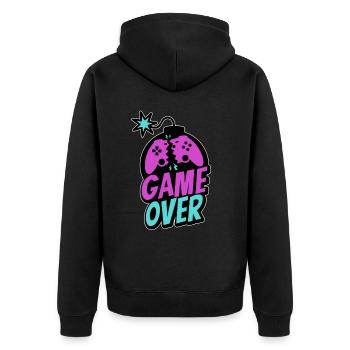 Game Over Controller Console Gamer Pro Gaming - Unisex Premium Organic Zip Hoodie - black - Back - Nico (187cm)
