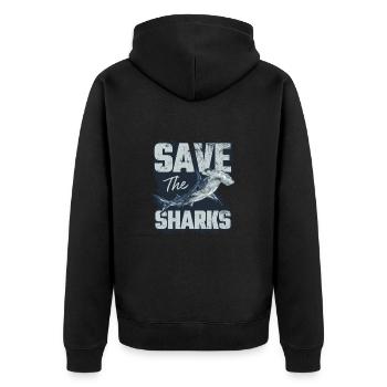 Sauvez les requins - Veste à capuche bio Premium Unisexe - noir - Dos - Nico (187cm)
