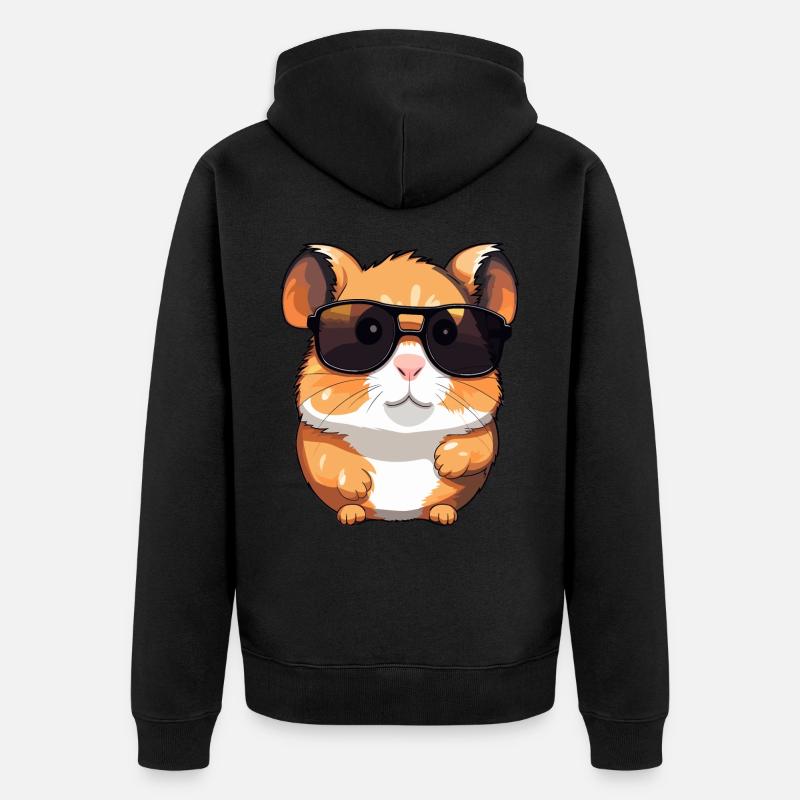 Süßer Hamster mit Sonnenbrille - Unisex Premium Bio Zip Hoodie - Schwarz