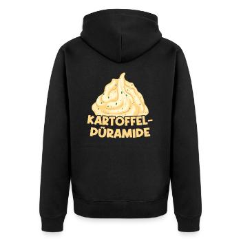 Kartoffel Püree Pyramide Lustig Kartoffelpüramide - Unisex Premium Bio Zip Hoodie - Schwarz - Hinten - Nico (187cm)