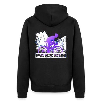 Fahrrad - Unisex Premium Bio Zip Hoodie - Schwarz - Hinten - Nico (187cm)