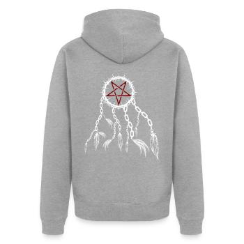 Pentagramm Alb-Traumfänger - Unisex Premium Bio Zip Hoodie - Grau meliert - Hinten - Nico (187cm)
