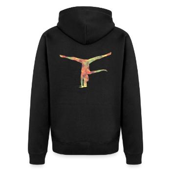 Gymnastics Handstand - Unisex Premium Organic Zip Hoodie - black - Back - Nico (187cm)