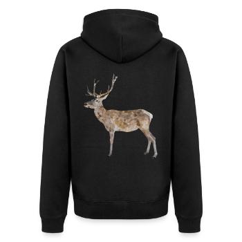 Hirsch Geweihträger - Unisex Premium Organic Zip Hoodie - black - Back - Nico (187cm)