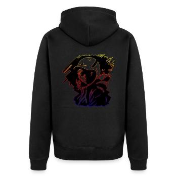 Madchen in Helmet - Unisex Premium Bio Zip Hoodie - Schwarz - Hinten - Nico (187cm)