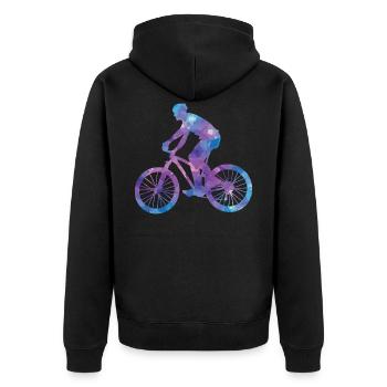 Cycle - Unisex Premium Organic Zip Hoodie - black - Back - Nico (187cm)