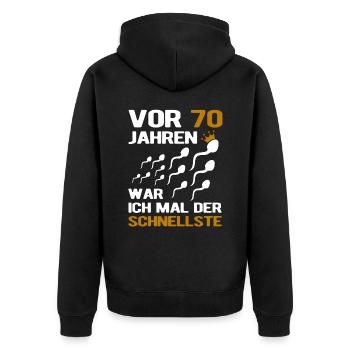 70. Geburtstag Mann 70 Jahre Geschenk - Unisex Premium Bio Zip Hoodie - Schwarz - Hinten - Nico (187cm)