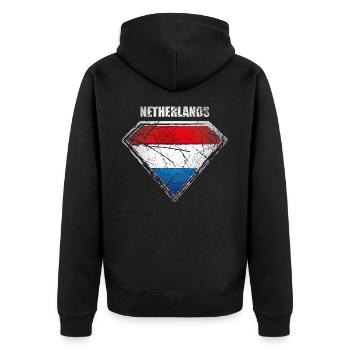 Symbole du drapeau du super-héros des Pays-Bas - Veste à capuche bio Premium Unisexe - noir - Dos - Nico (187cm)