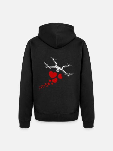 Drone with hearts - Unisex Premium Organic Zip Hoodie - black