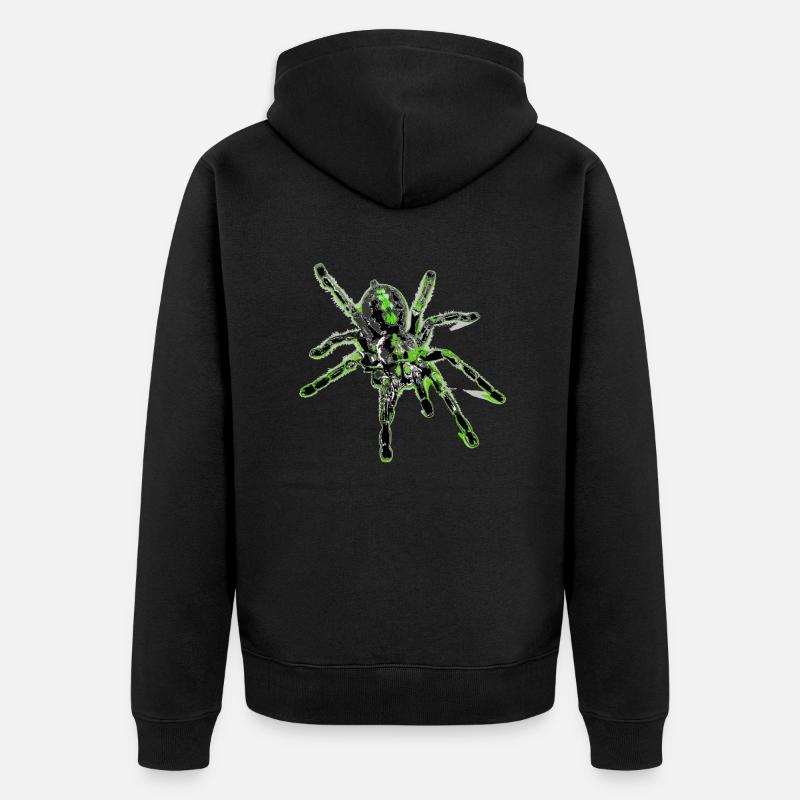 Araignée tigre vert, araignée - Veste à capuche bio Premium Unisexe - noir