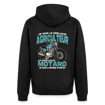 Le meilleur agriculteur et le meilleur motard - Veste à capuche bio Premium Unisexe - noir - Dos - Nico (187cm)