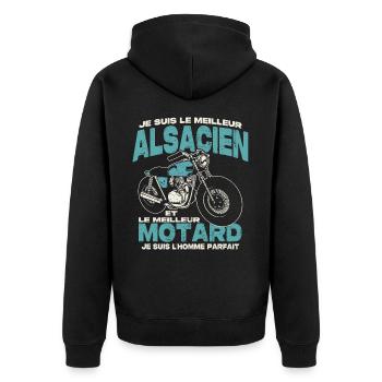 Le meilleur alsacien et le meilleur motard - Veste à capuche bio Premium Unisexe - noir - Dos - Nico (187cm)