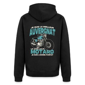 Le meilleur auvergnat et le meilleur motard - Veste à capuche bio Premium Unisexe - noir - Dos - Nico (187cm)