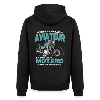 Le meilleur aviateur et le meilleur motard - Veste à capuche bio Premium Unisexe - noir - Dos - Nico (187cm)