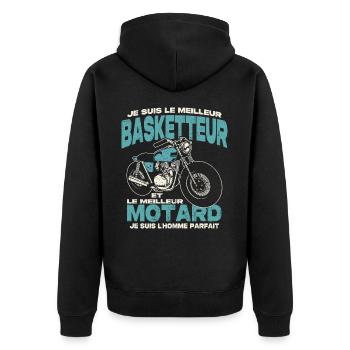 Le meilleur basketteur et le meilleur motard - Veste à capuche bio Premium Unisexe - noir - Dos - Nico (187cm)