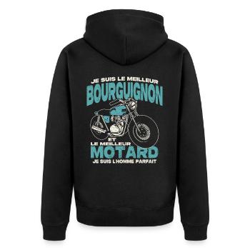 Le meilleur bourguignon et le meilleur motard - Veste à capuche bio Premium Unisexe - noir - Dos - Nico (187cm)