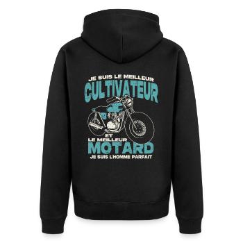 Le meilleur cultivateur et le meilleur motard - Veste à capuche bio Premium Unisexe - noir - Dos - Nico (187cm)