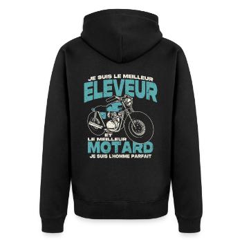 Le meilleur éleveur et le meilleur motard - Veste à capuche bio Premium Unisexe - noir - Dos - Nico (187cm)