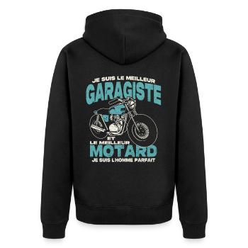 Le meilleur garagiste et le meilleur motard - Veste à capuche bio Premium Unisexe - noir - Dos - Nico (187cm)