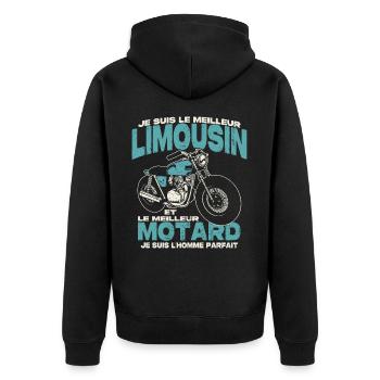 Le meilleur limousin et le meilleur motard - Veste à capuche bio Premium Unisexe - noir - Dos - Nico (187cm)
