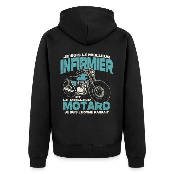 Le meilleur infirmier et le meilleur motard - Veste à capuche bio Premium Unisexe - noir - Dos - Nico (187cm)