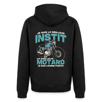 Le meilleur instit et le meilleur motard - Veste à capuche bio Premium Unisexe - noir - Dos - Nico (187cm)