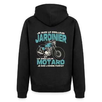 Le meilleur jardinier et le meilleur motard - Veste à capuche bio Premium Unisexe - noir - Dos - Nico (187cm)