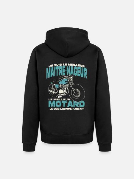 Le meilleur maitre-nageur et le meilleur motard - Veste à capuche bio Premium Unisexe - noir