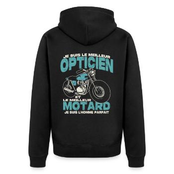 Le meilleur opticien et le meilleur motard - Veste à capuche bio Premium Unisexe - noir - Dos - Nico (187cm)