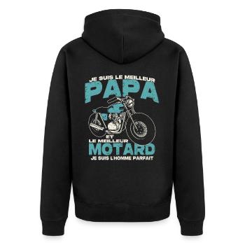 Le meilleur papa et le meilleur motard - Veste à capuche bio Premium Unisexe - noir - Dos - Nico (187cm)
