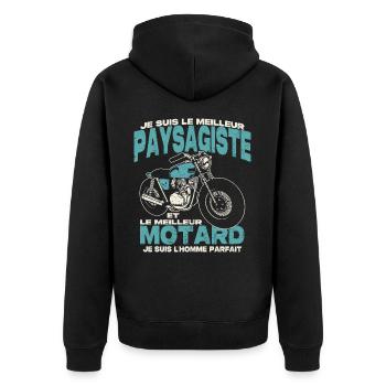 Le meilleur paysagiste et le meilleur motard - Veste à capuche bio Premium Unisexe - noir - Dos - Nico (187cm)