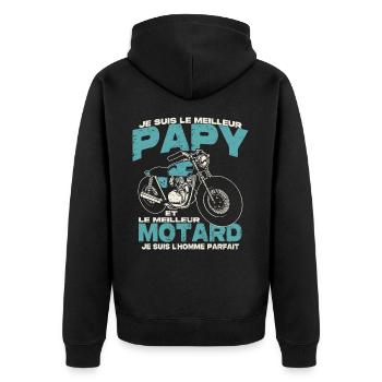 Le meilleur papy et le meilleur motard - Veste à capuche bio Premium Unisexe - noir - Dos - Nico (187cm)