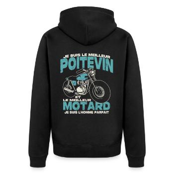 Le meilleur poitevin et le meilleur motard - Veste à capuche bio Premium Unisexe - noir - Dos - Nico (187cm)