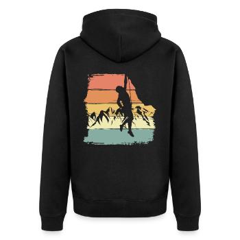 Klettern retro vintage - Unisex Premium Bio Zip Hoodie - Schwarz - Hinten - Nico (187cm)