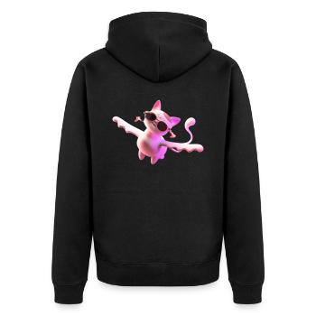 flying cat creature with sunglasses - Unisex Premium Organic Zip Hoodie - black - Back - Nico (187cm)
